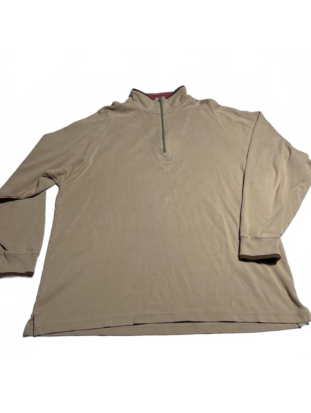 Ben Hogan 1/4 Zip Tan Pullover Sweatshirt Men's XL 100% Pima Cotton Golf Leisure